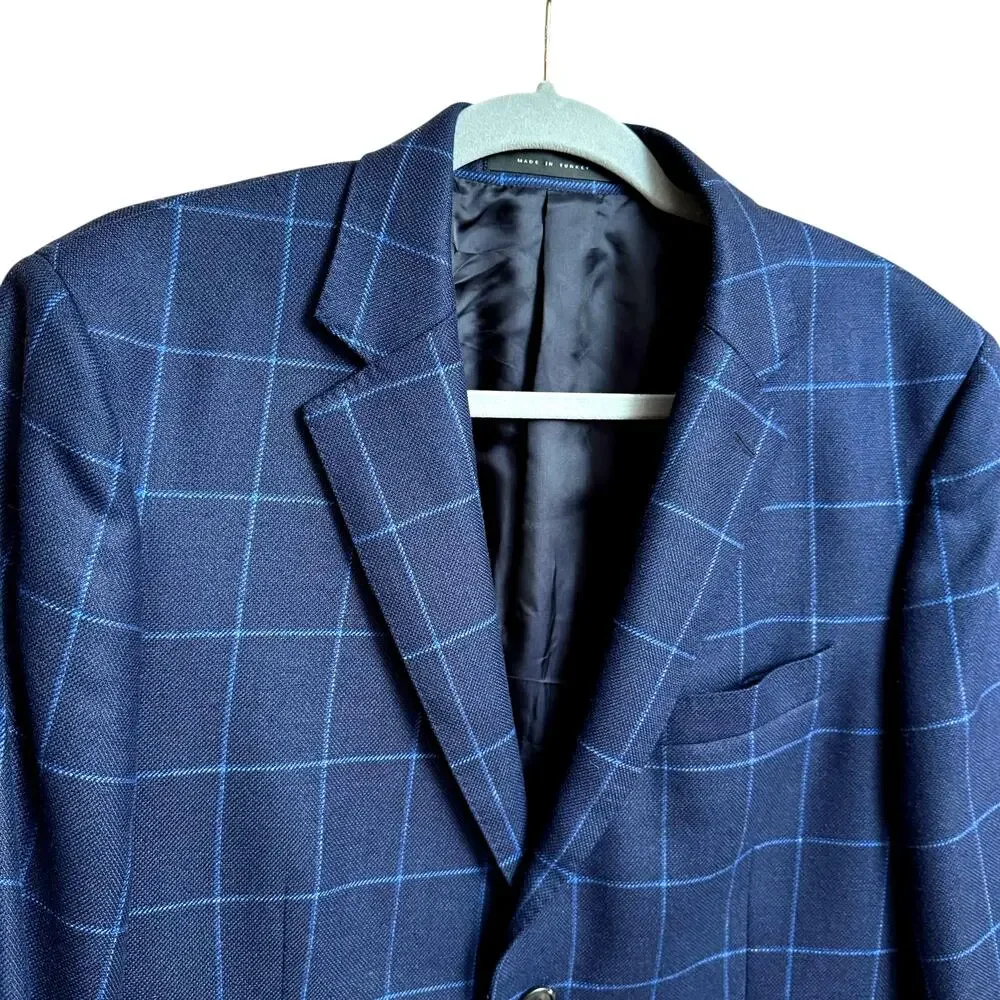 Jack Spade Silk Virgin Wool Windowpane Blazer 42R Lanificio di Pray